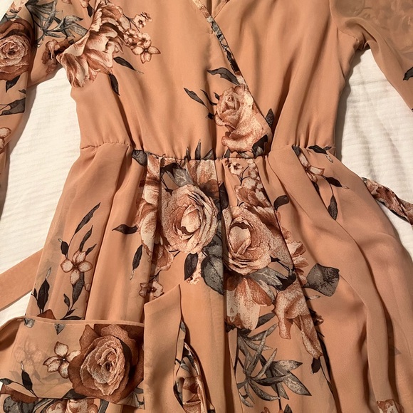 Baltic Born Floral Long Sleeve Dress in Tan and Brown - Picture 2 of 4